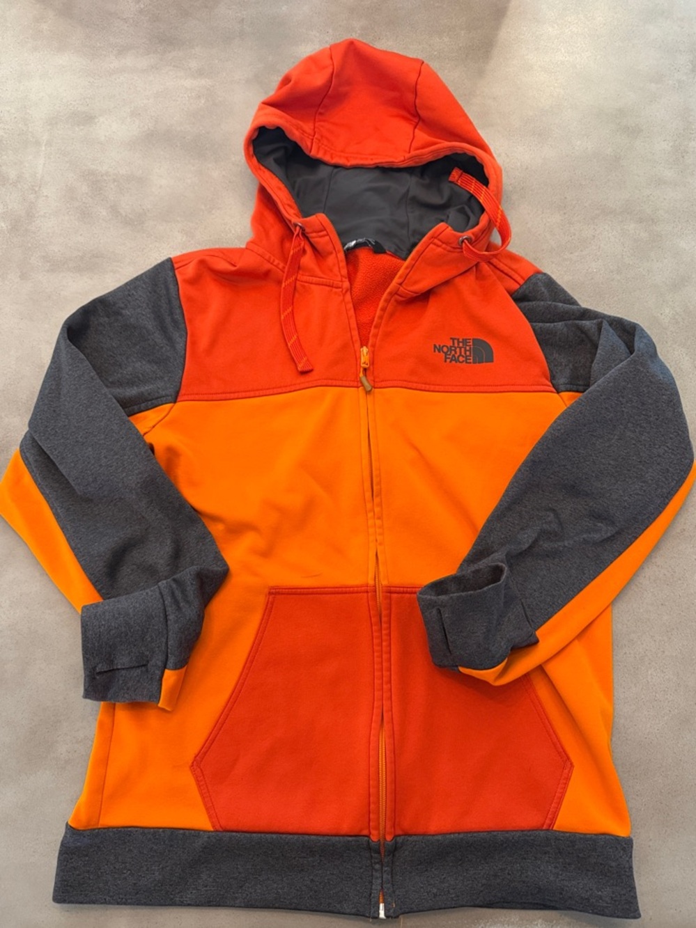 😎 The North Face Orange and Charcoal Hooded Zip Jacket